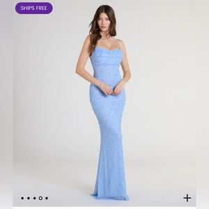 Windsor Open Back Bodycon Pearl Beaded Navy